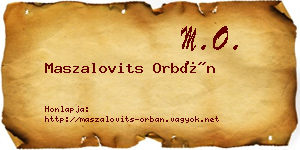 Maszalovits Orbán névjegykártya
